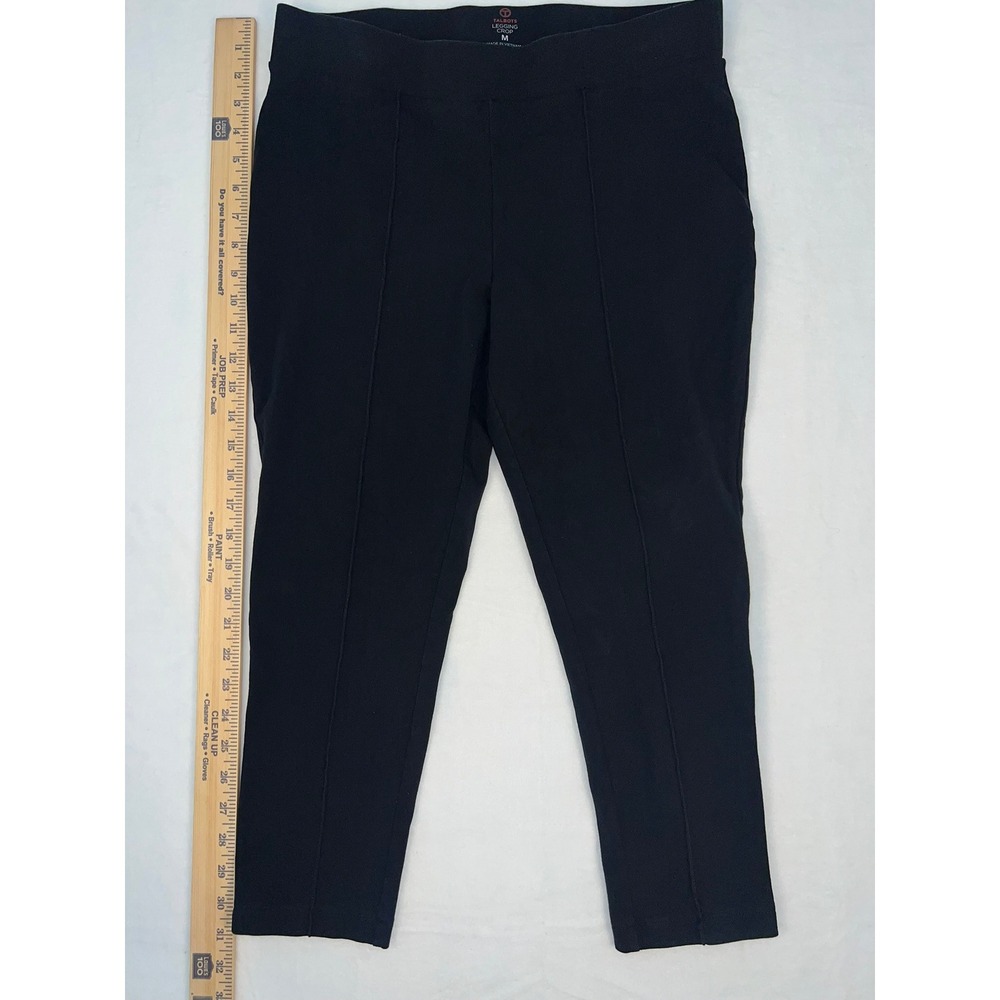 Talbots Wm Med Black Legging Crop Front Seam‎ High Rise Pants Pleated Business